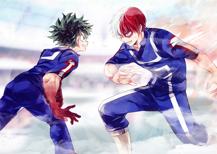 Shoto Todoroki and Izuku Midoriya from My Hero Academia