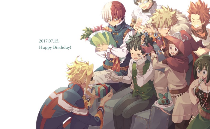 My Hero Academia characters celebrating a birthday
