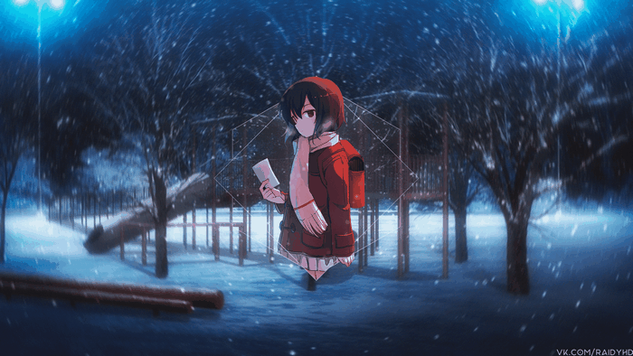 Kayo Hinazuki in a snowy park 4K