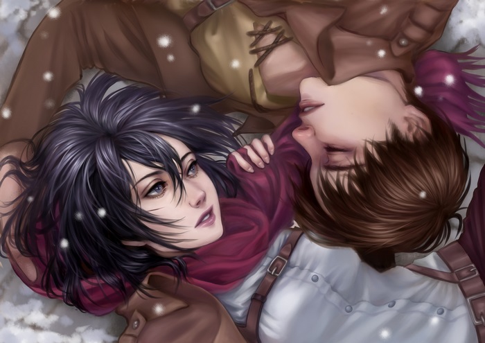 Mikasa Ackerman and Eren Yeager from Attack on Titan