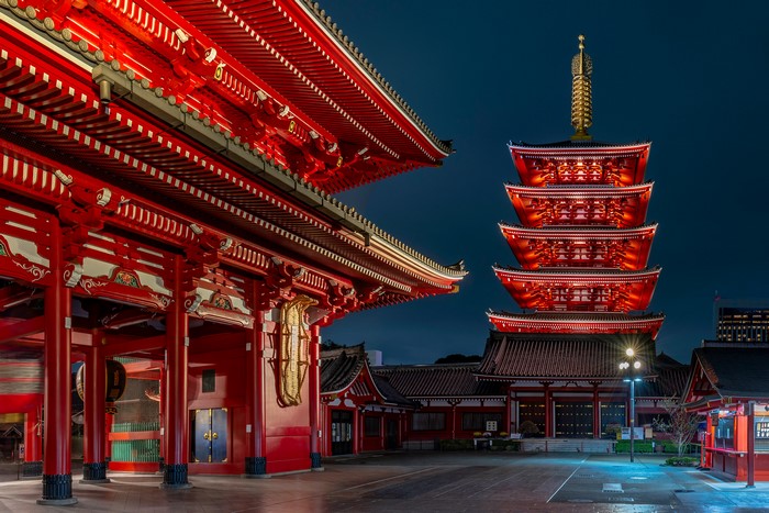 Sensō-ji Temple Pagoda at Night