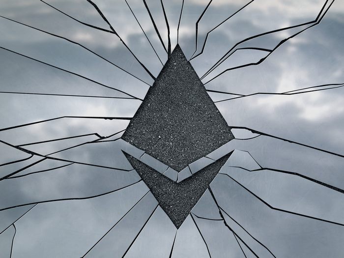 Ethereum Cryptocurrency Logo Cracked