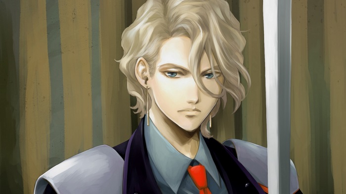 Blonde man with sword