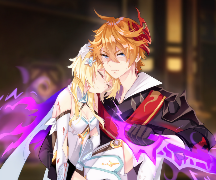 Tartaglia and Lumine Intense Scene Genshin Impact