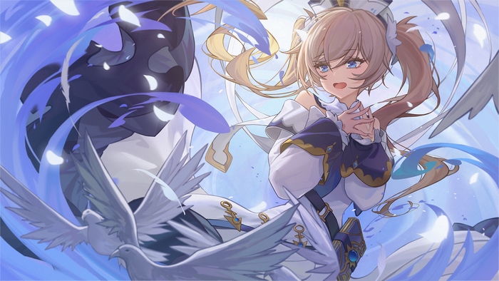 Barbara from Genshin Impact with doves and water effects