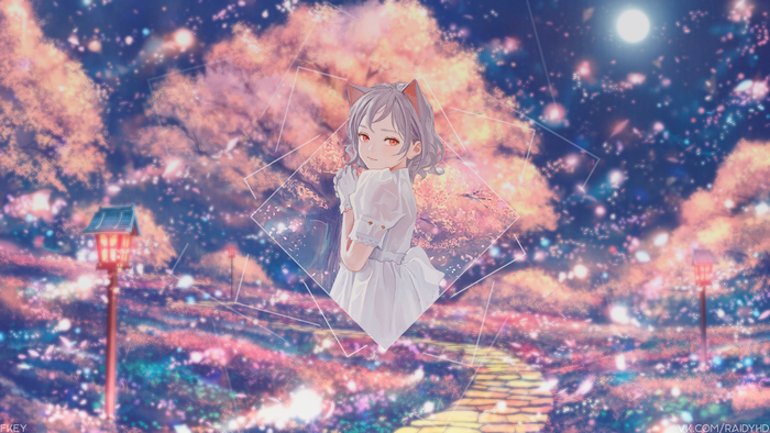 Anime Girl with Animal Ears in White Dress 4K