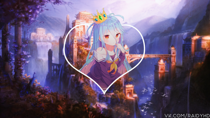 Shiro from No Game No Life with a fantasy castle background