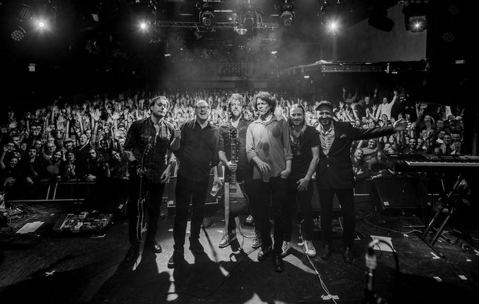 The Hold Steady band on stage with crowd