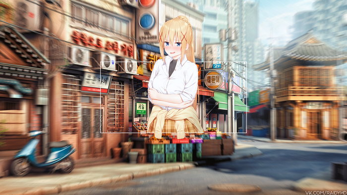 Darkness from KonoSuba in a Korean street