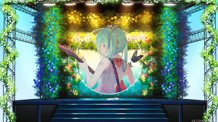 Hatsune Miku with Guitar on Stage