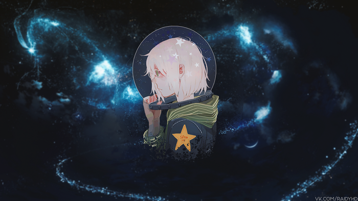Anime girl in space with stars 4K