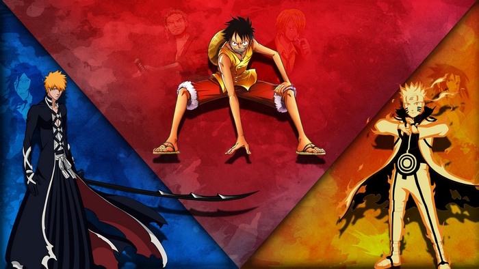 Ichigo, Luffy, and Naruto Dynamic Artwork