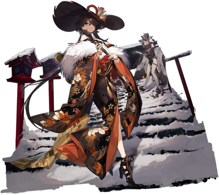 Azur Lane characters in a snowy shrine setting