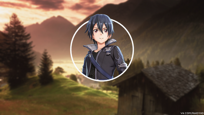 Kirito from Sword Art Online in a mountain landscape