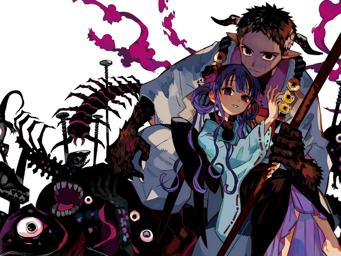 Jibaku Shounen Hanako-kun characters with monsters