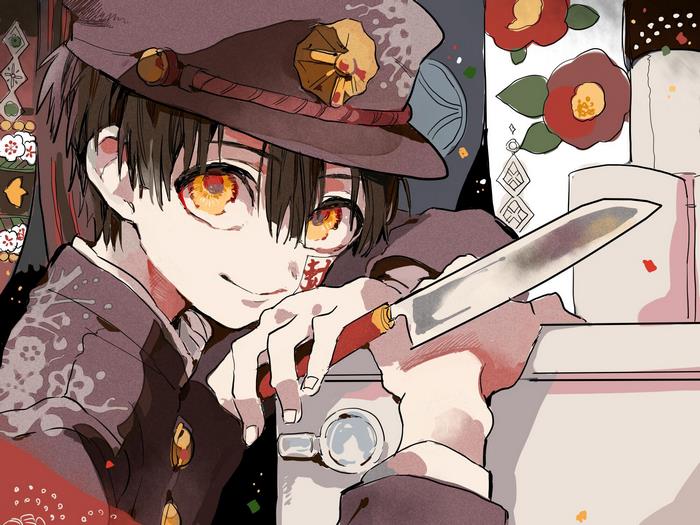 Hanako-kun from Jibaku Shounen Hanako-kun holding a knife