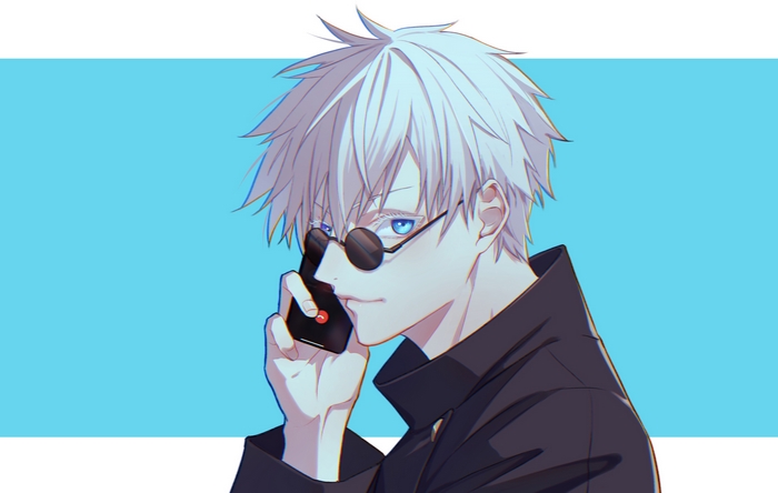 Satoru Gojo from Jujutsu Kaisen on a phone call