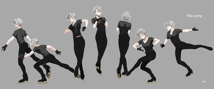 Victor Nikiforov from Yuri!!! On Ice flip jump poses