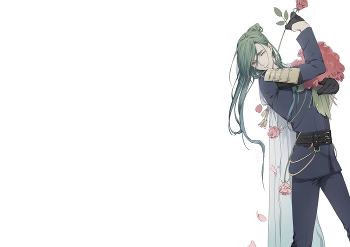 Nikkari Aoe from Touken Ranbu holding roses