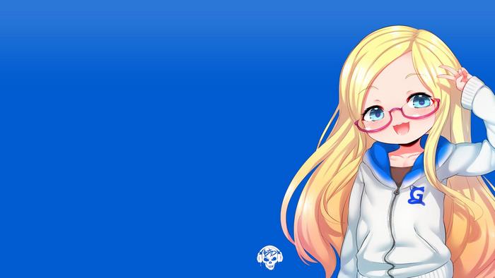 Anime girl with blonde hair and glasses