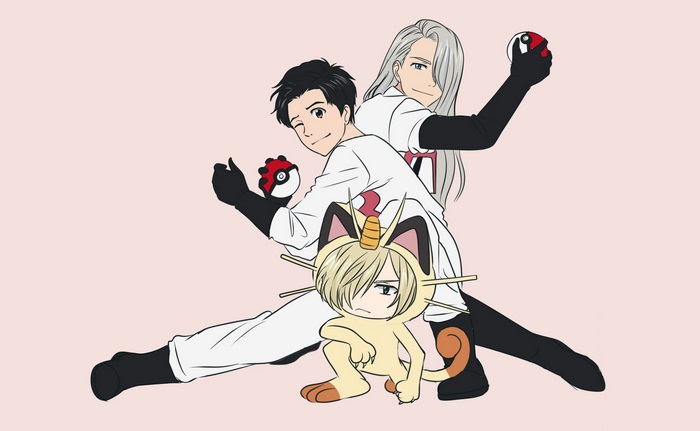 Yuuri Katsuki, Yuri Plisetsky, and Victor Nikiforov from Yuri!!! On Ice as Team Rocket