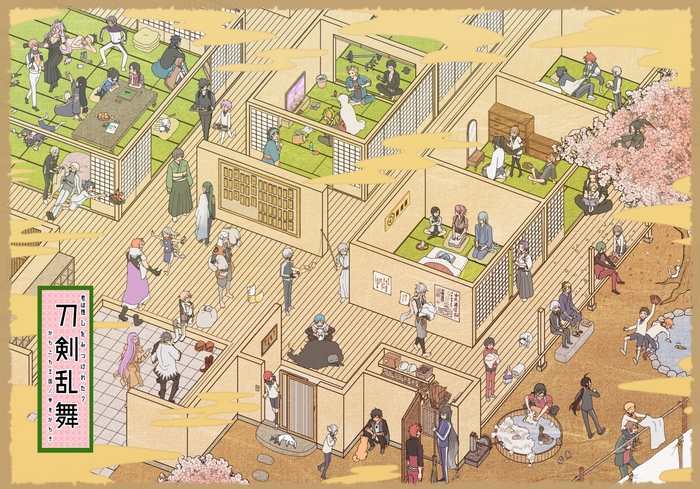 Touken Ranbu characters in a traditional Japanese house