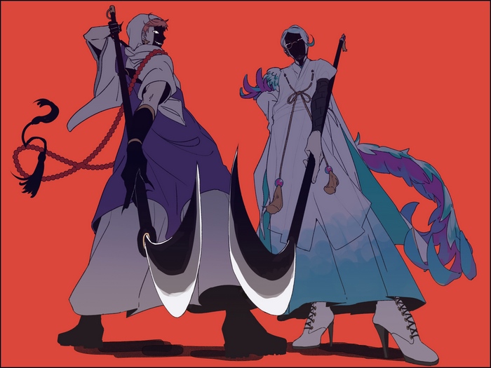 Tomoegata Naginata and Iwatooshi from Touken Ranbu