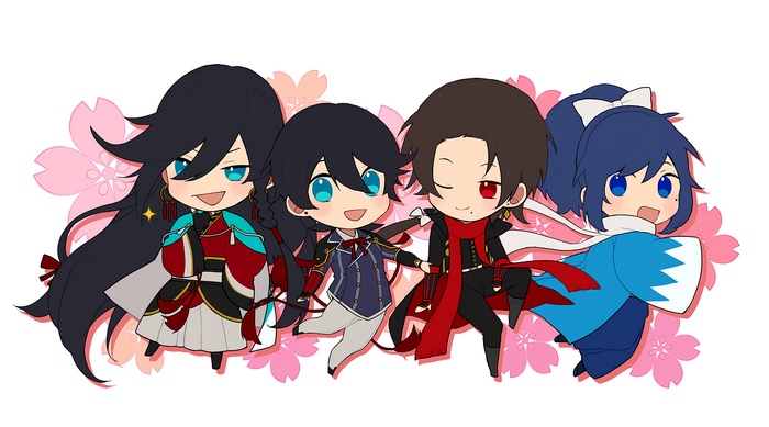Touken Ranbu characters with cherry blossoms
