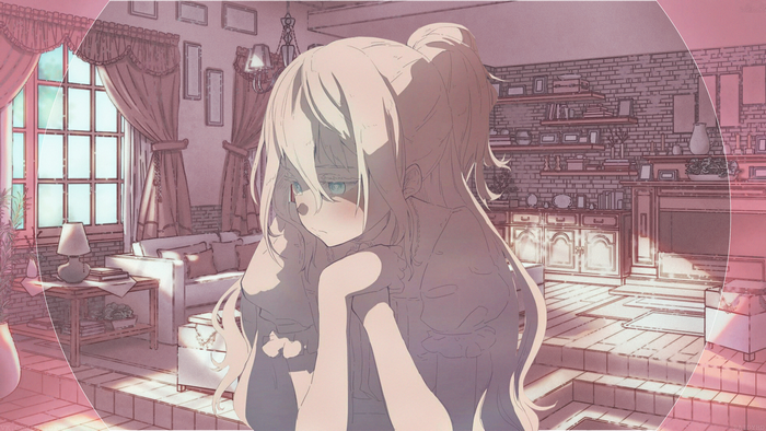 Girl with Long Hair in a Room