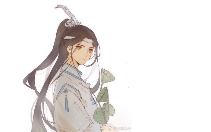 Lan Wangji from Mo Dao Zu Shi holding lotus pods