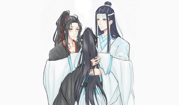Wei Ying, Lan Wangji, and Lan Sizhui from Mo Dao Zu Shi