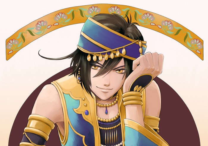 Anime boy with turban and jewelry