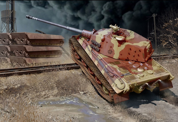 Tiger II tank with camouflage pattern