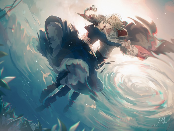 Howl and Sophie Dancing in Magical Light