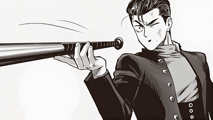 Metal Bat from One-Punch Man holding a baseball bat