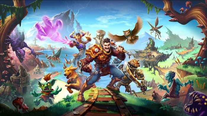 Torchlight III characters and monsters in a fantasy landscape