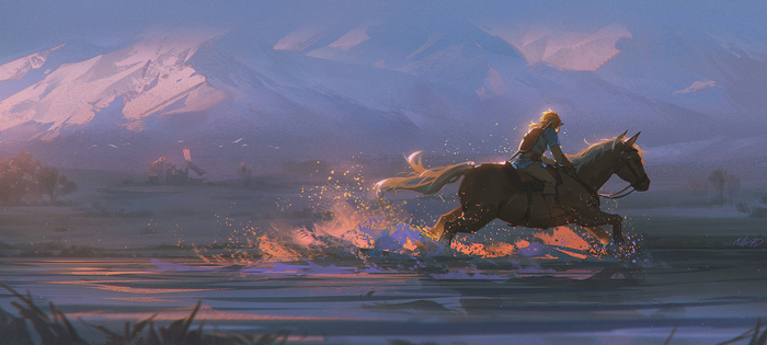 Link Riding Horse in The Legend of Zelda