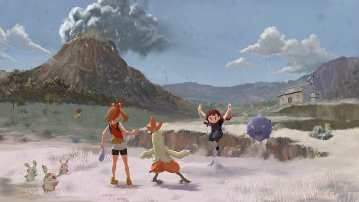 May and Combusken from Pokémon on Mt. Chimney