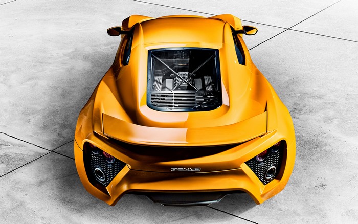 Zenvo ST1 yellow sports car from above