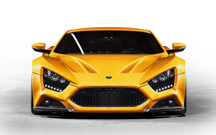 Zenvo ST1 yellow sport car front view
