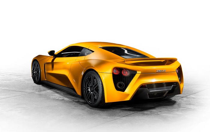 Zenvo ST1 yellow sports car rear view