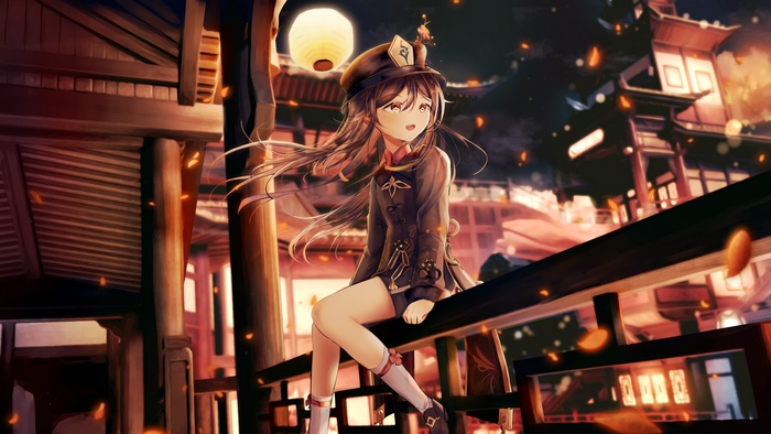 Hu Tao Vibrant Night Scene 4K