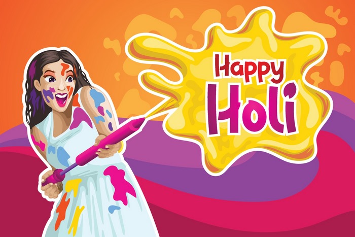 Happy Holi celebration with colors