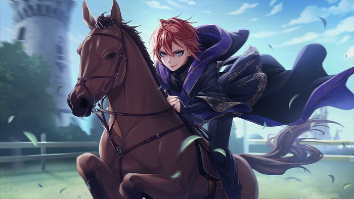 Riddle Rosehearts from Twisted Wonderland riding a horse