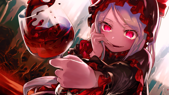 Shalltear Bloodfallen With Red Eyes And Wine Glass Hd Wallpaper Rare 