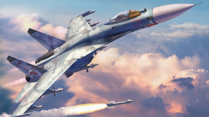 Sukhoi Su-27 Jet Fighter Launching Missile