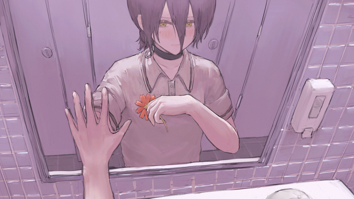 Reze from Chainsaw Man holding a flower