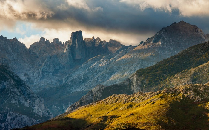 Picos de Europa mountains under dramatic clouds