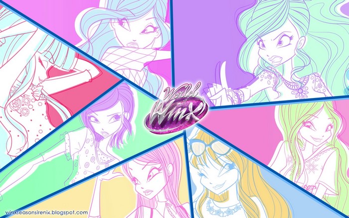 World of Winx characters in colorful panels