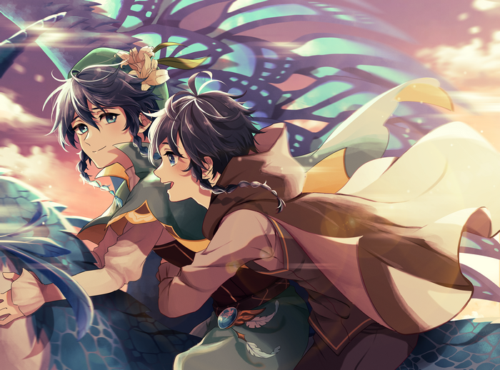 Venti and another character from Genshin Impact
